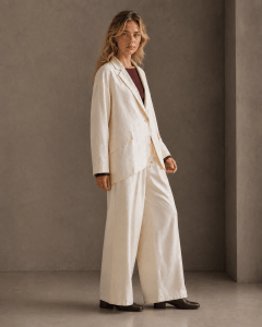 Ecru Jacquard Tailored Jacket