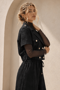 Black Jacquard Cropped Jacket