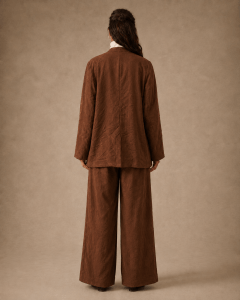 Brown Jacquard Tailored Jacket