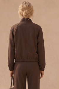 Vera Pinstripe Brown Bomber Set