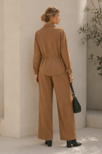 Brown Siena Suede Shirt Set