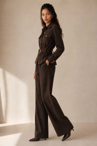 Dark Brown Siena Belted Suede Set