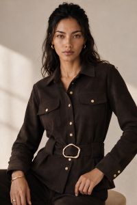 Dark Brown Siena Belted Suede Set