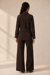 Dark Brown Siena Belted Suede Set