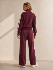 Burgundy Contrast Panel Half-Zip Set