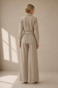 Khaki Siena Belted Suede Set