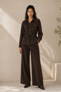 Dark Brown Siena Suede Shirt Set