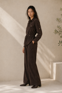 Dark Brown Siena Suede Shirt Set