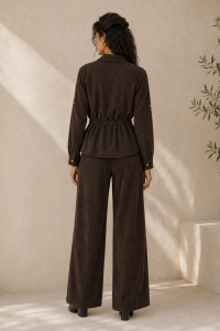 Dark Brown Siena Suede Shirt Set