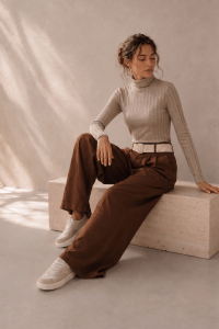 Beige Sculpt Rib Knit