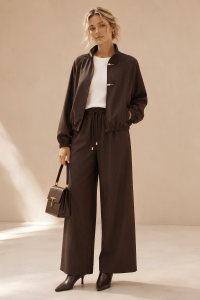 Vera Pinstripe Brown Bomber Set
