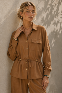 Brown Siena Suede Shirt Set