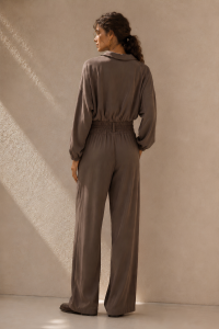 Aurelia Peplum Brown Shirt