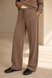 Brown Contrast Line Half-Zip Set