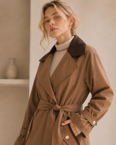 Riviera Collar Brown Trench Coat