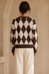Maren Argyle Brown Knit Cardigan