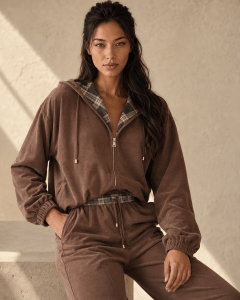 Brown Soft Plaid Set