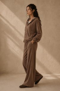 Brown Soft Plaid Set