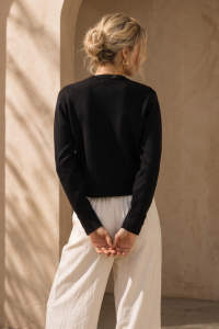 Black Cadet Knit Cardigan